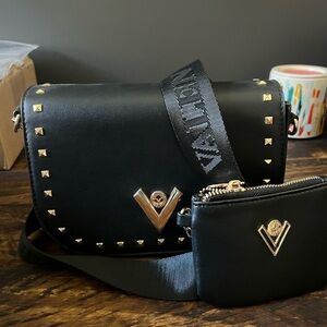 Valentino Orlandi Black Studded Crossbody Bag